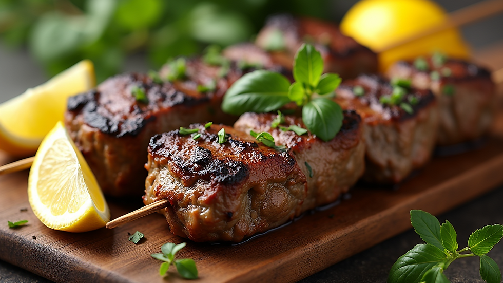Eye-level view of a colorful Mediterranean salad with fresh vegetables and herbs