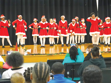 Palm Terrace Elementary School’s Dolphin Steppers and Dazzling Dolphins performed at the NAACP meeting