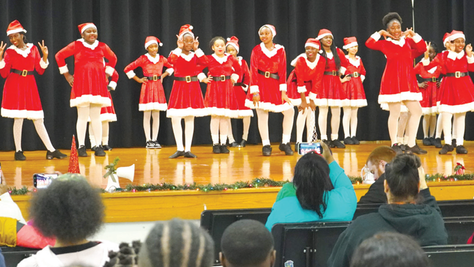 Palm Terrace Elementary School’s Dolphin Steppers and Dazzling Dolphins performed at the NAACP meeting