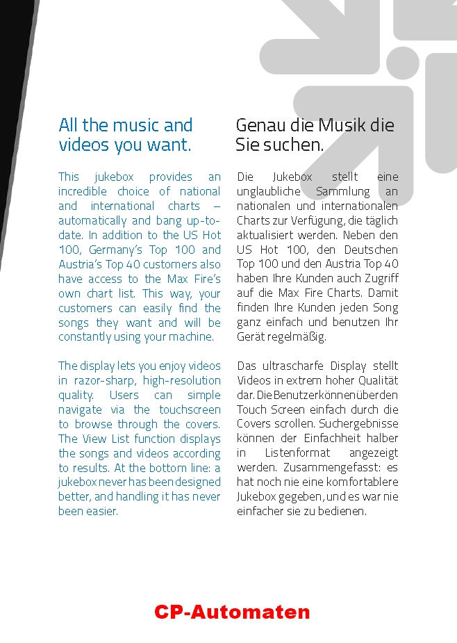 Miniaturbild: Max Fire HD+, cp-automaten, C+P, Automaten, CP, Musikbox, Video Musicbox, MP3 Musicbox, Jukebox, Musikautomat, TAB
