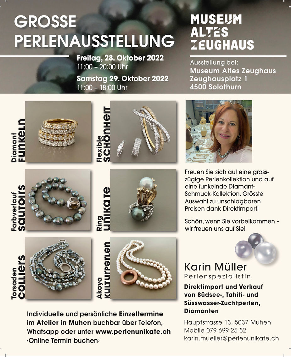 Perlenschmuck mit - Südseeperlen, Tahitiperlen, Keshiperlen, Akoyaperlen, Süsswasserperlen, Mingperlen und Edisonperlen. karin müller perlenunikate.ch tahitiperlen keshiperlen perlenringe perlencolliers