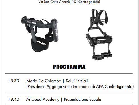 Artwood Academy, Presentazione di “Esoscheletro 4.0”, mercoledì 23 ottobre 2024