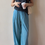Thumbnail: Tencel cotton lake blue high waisted elasticated straight pants