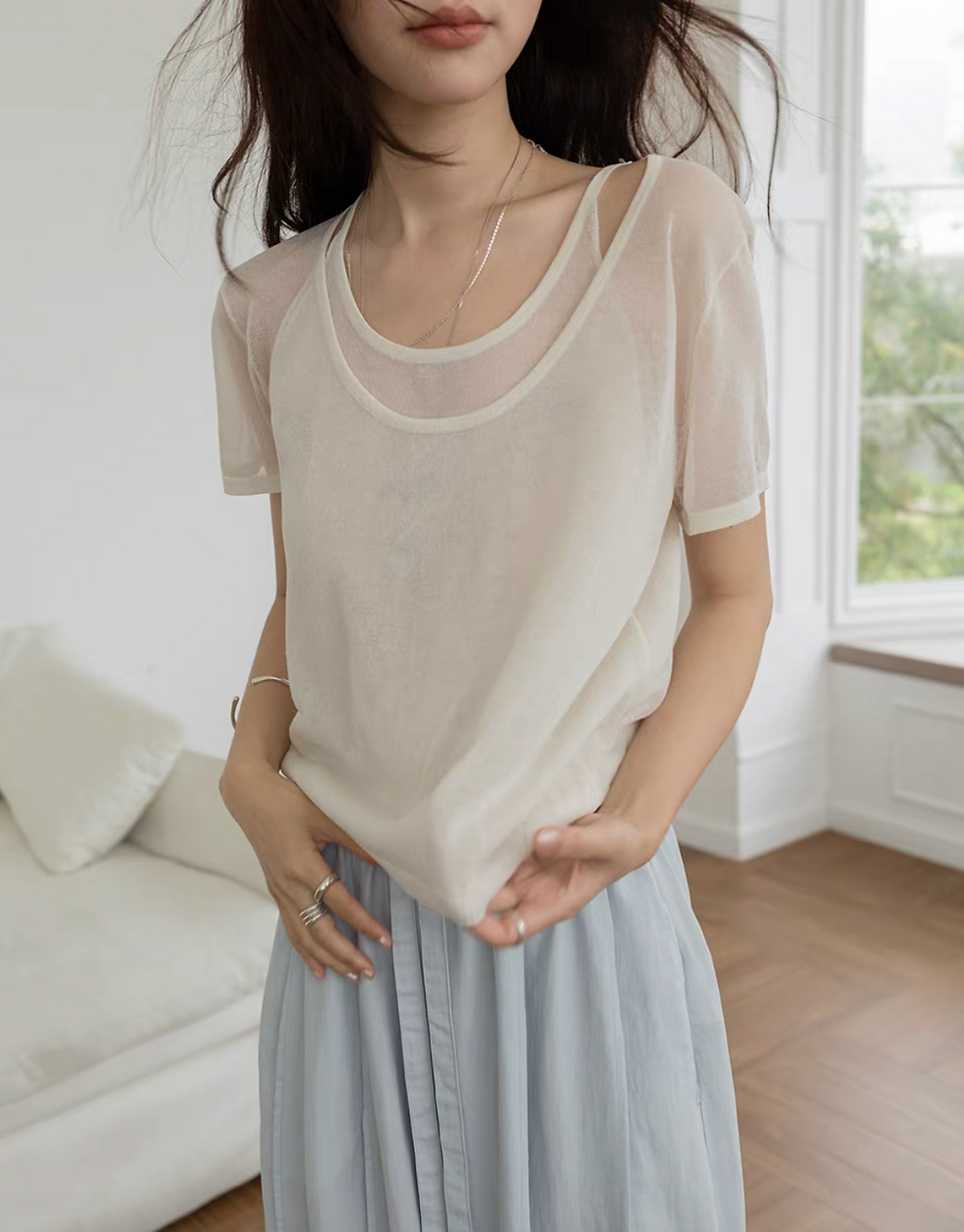 Thumbnail: Poly rayon connected two pieces like knitted top