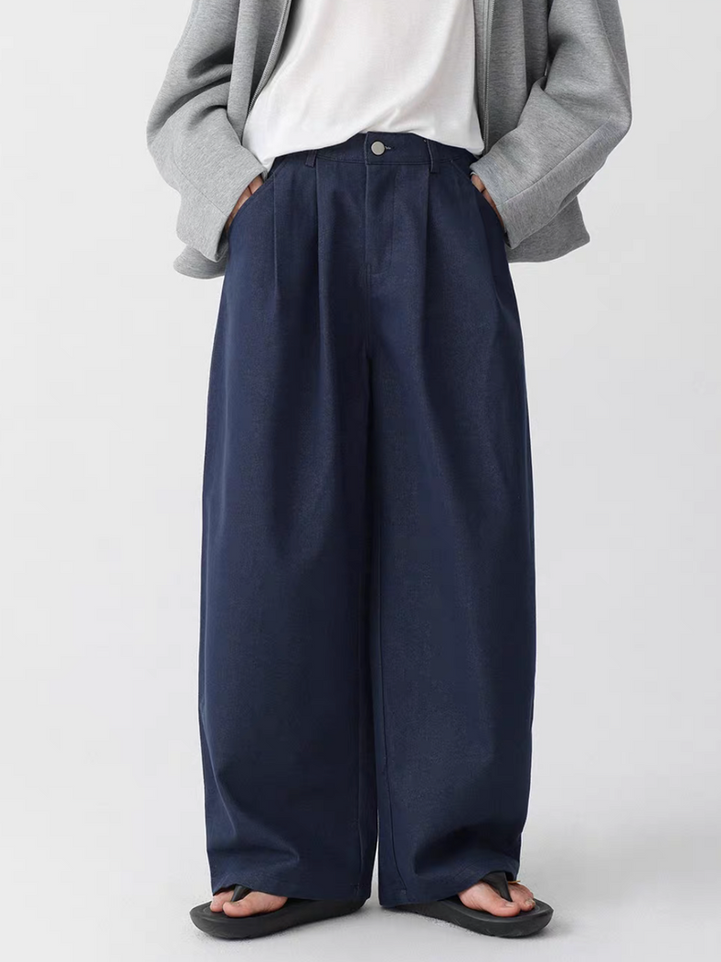 Back elasticated cotton straight pants 3