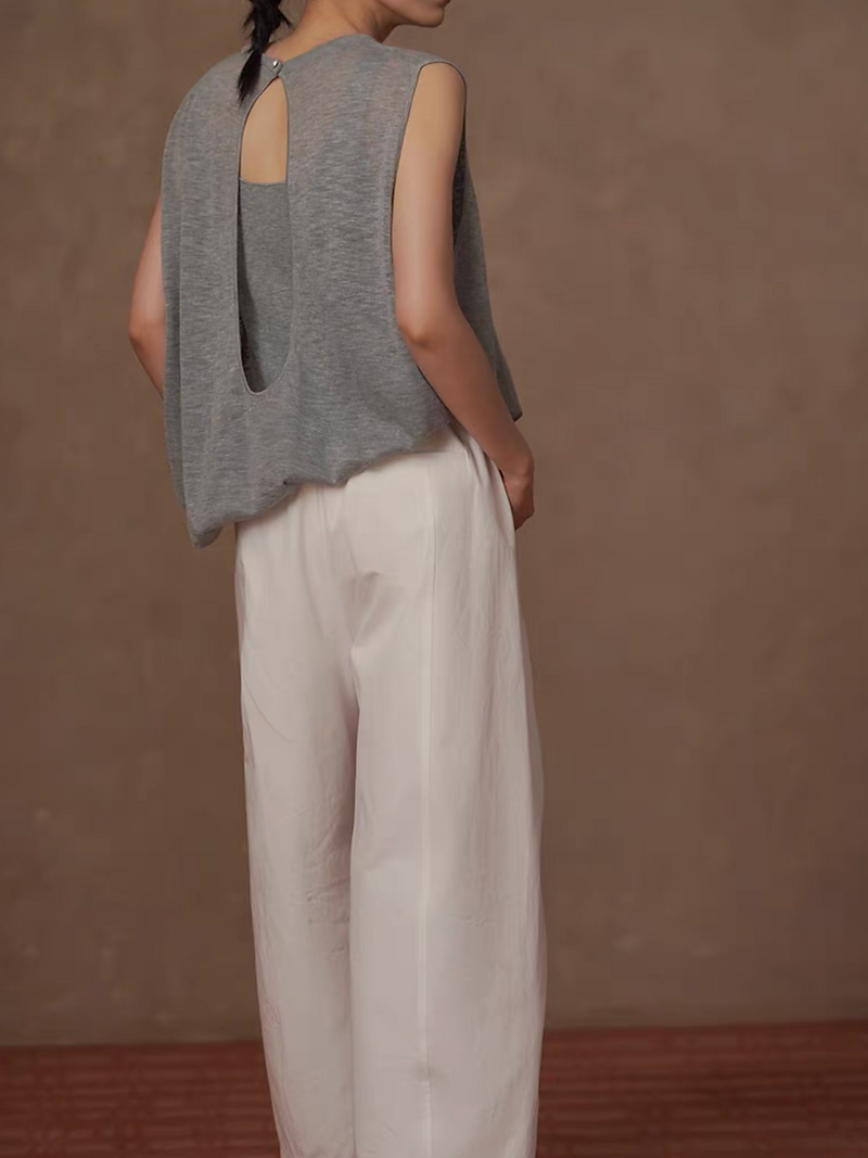 Crochet back buttoned asymmetric puff vest 5