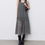 Thumbnail: Embossed dottie poly chiffon U neck sleeveless sheer grey checker dress