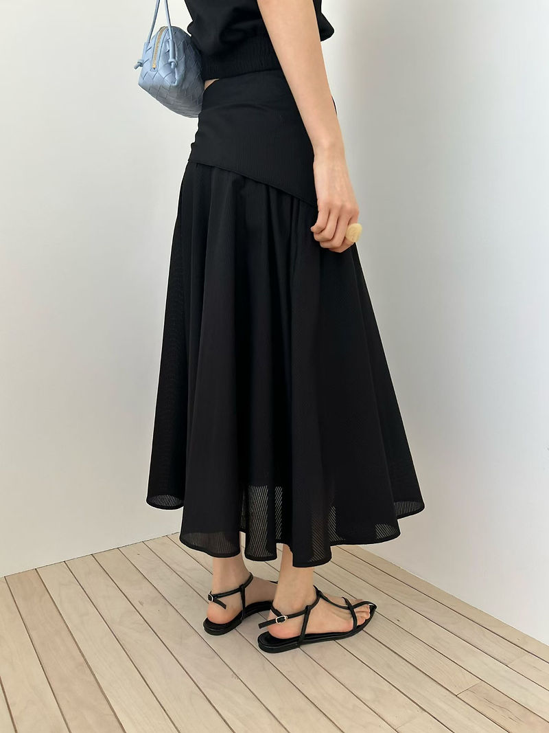 Side knot cotton zipper high waisted table pleated skirt  9