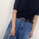 Thumbnail: Curved buckle calf leather belt