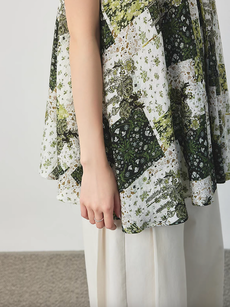Botanical docking cotton linen rayon pleated flare camisole 9