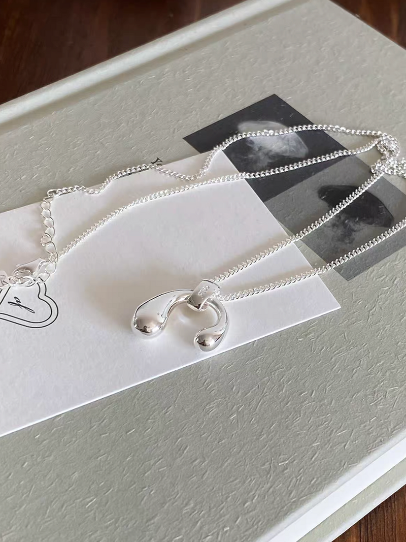 925 Silver abstract U shape necklace 9