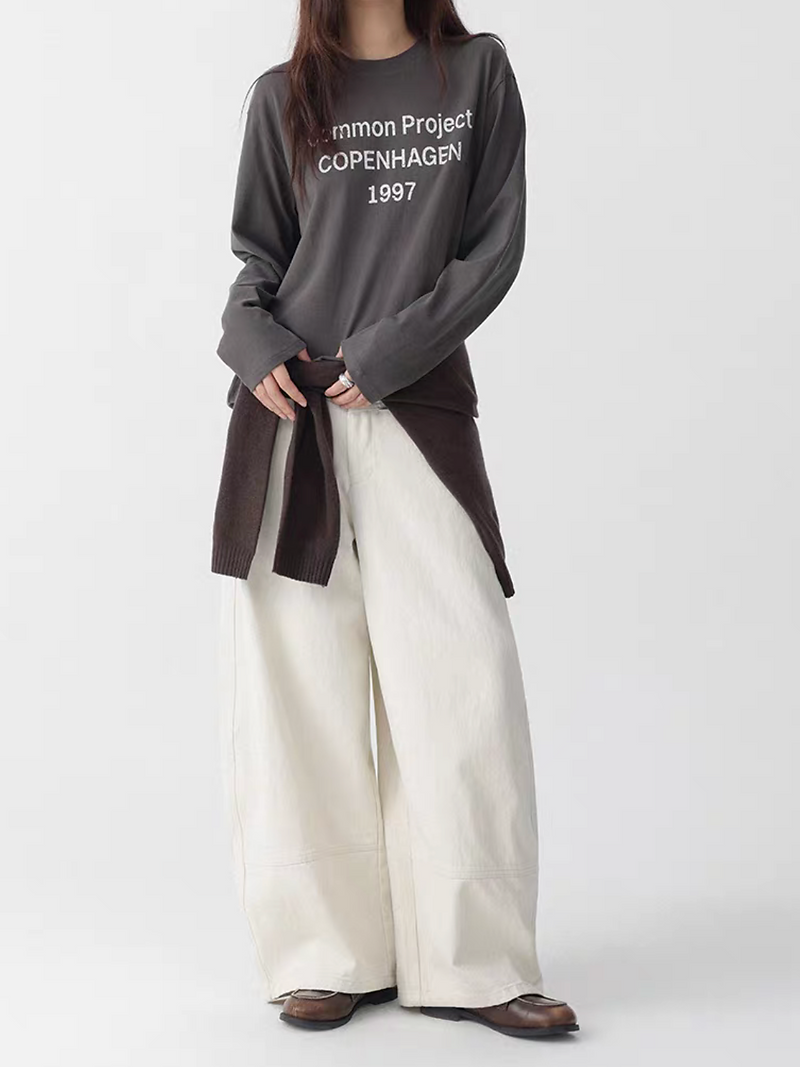 Contour back elasticated cotton denim straight pants 8