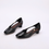 Thumbnail: Calf leather side metal stud crochet low heels