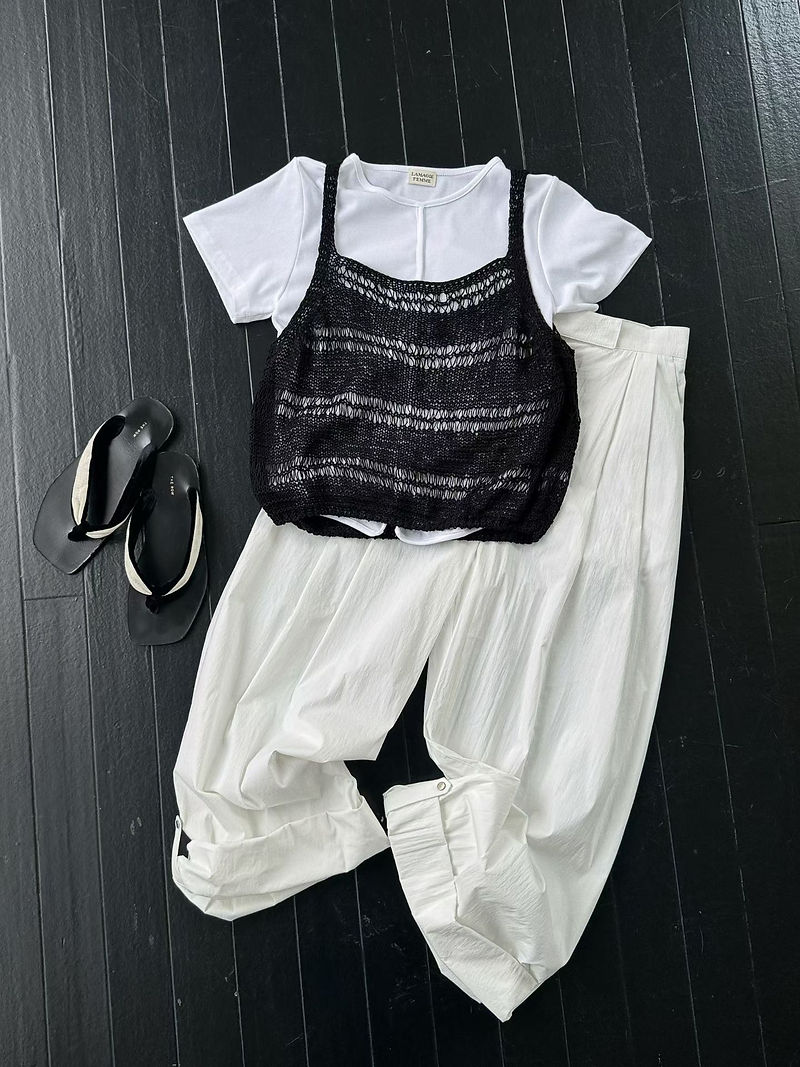 Crochet linen rayon nylon knitted camisole 2