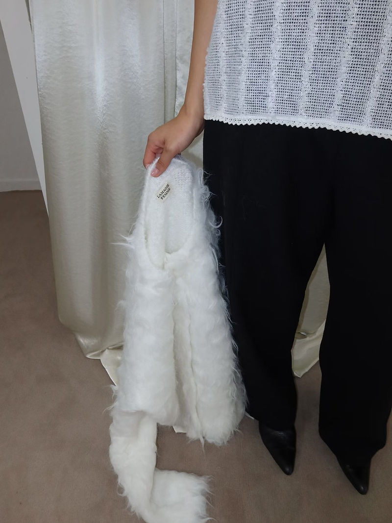 Fluffy shell buttoned wool poly acrylic cardigan  15