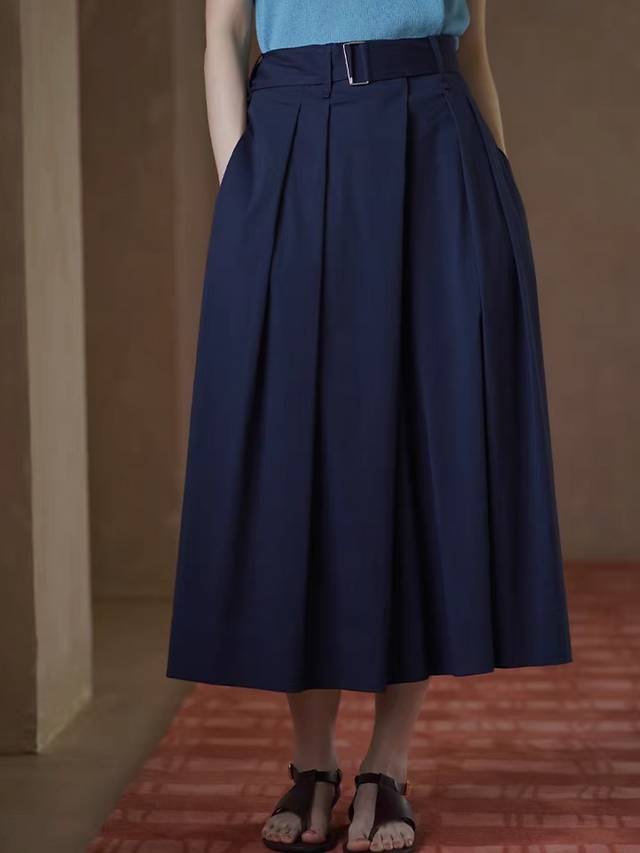 High waisted belted poly rayon wide leg back elasticated pleated shorts 2