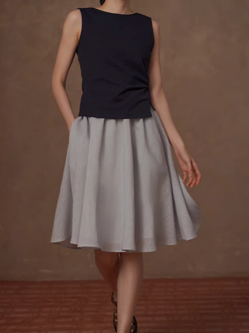 Side twist know navy pure cotton crewneck vest 4