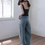 Thumbnail: High waisted acid washed denim straight pants