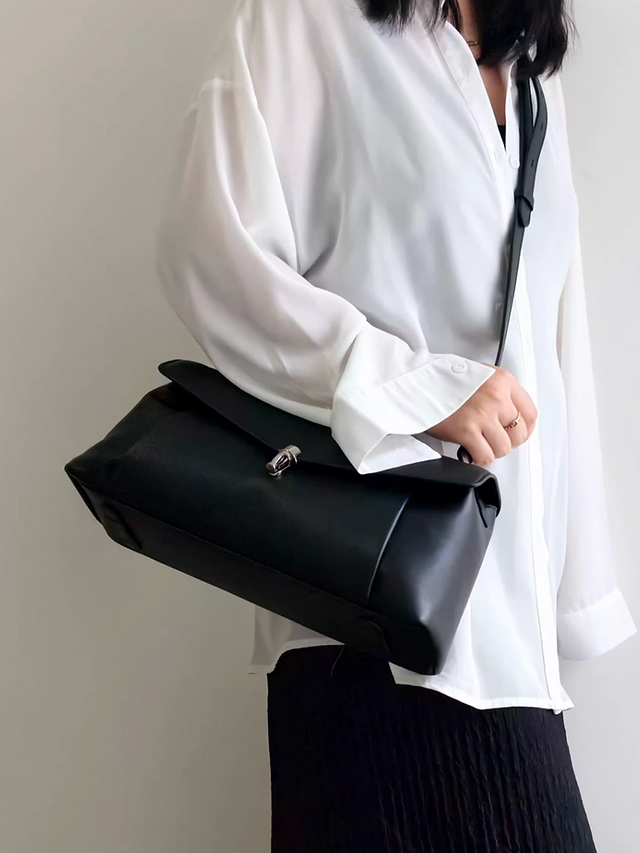 Pleated calf leather silver hardware shoulder + crossbody flap bag 5