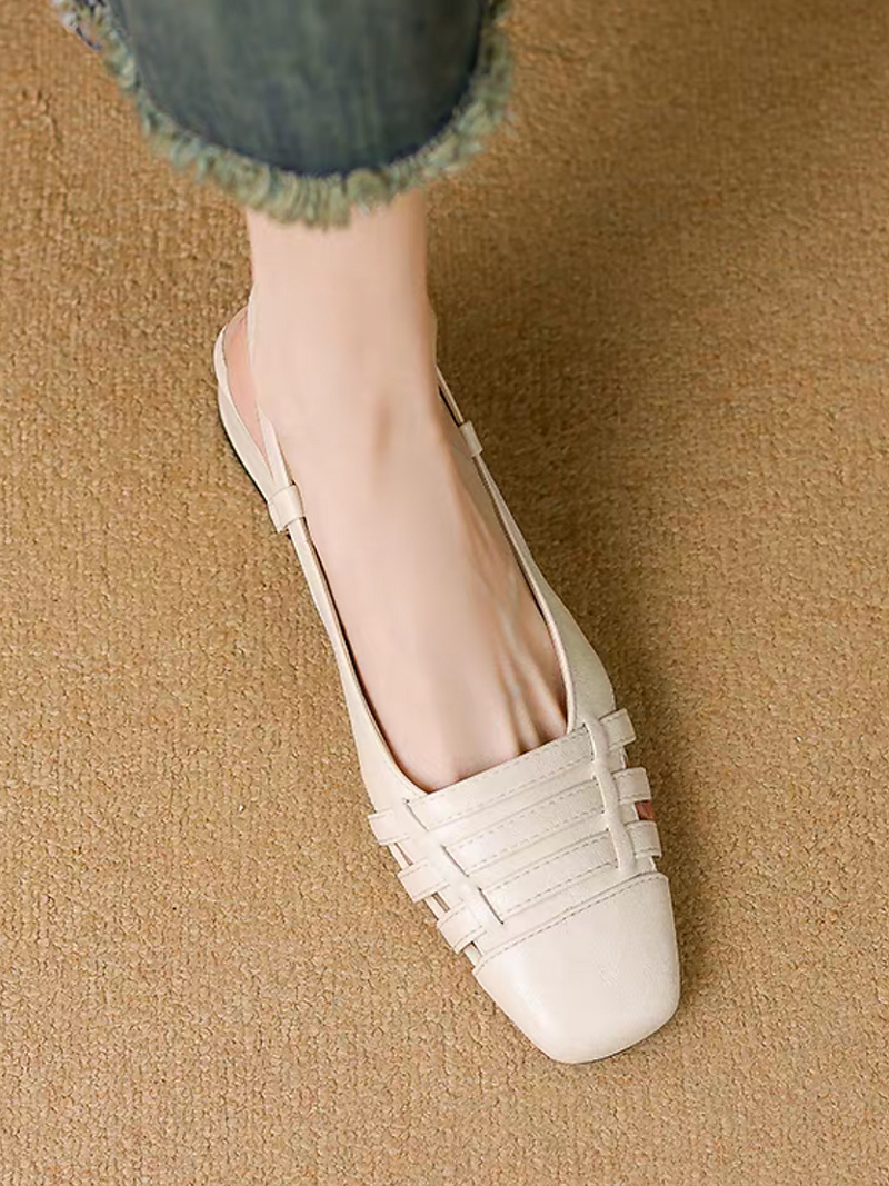 Calf leather weaves sling back low heel sandals 9