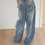 Thumbnail: Acid washed denim distressed straight cut pants