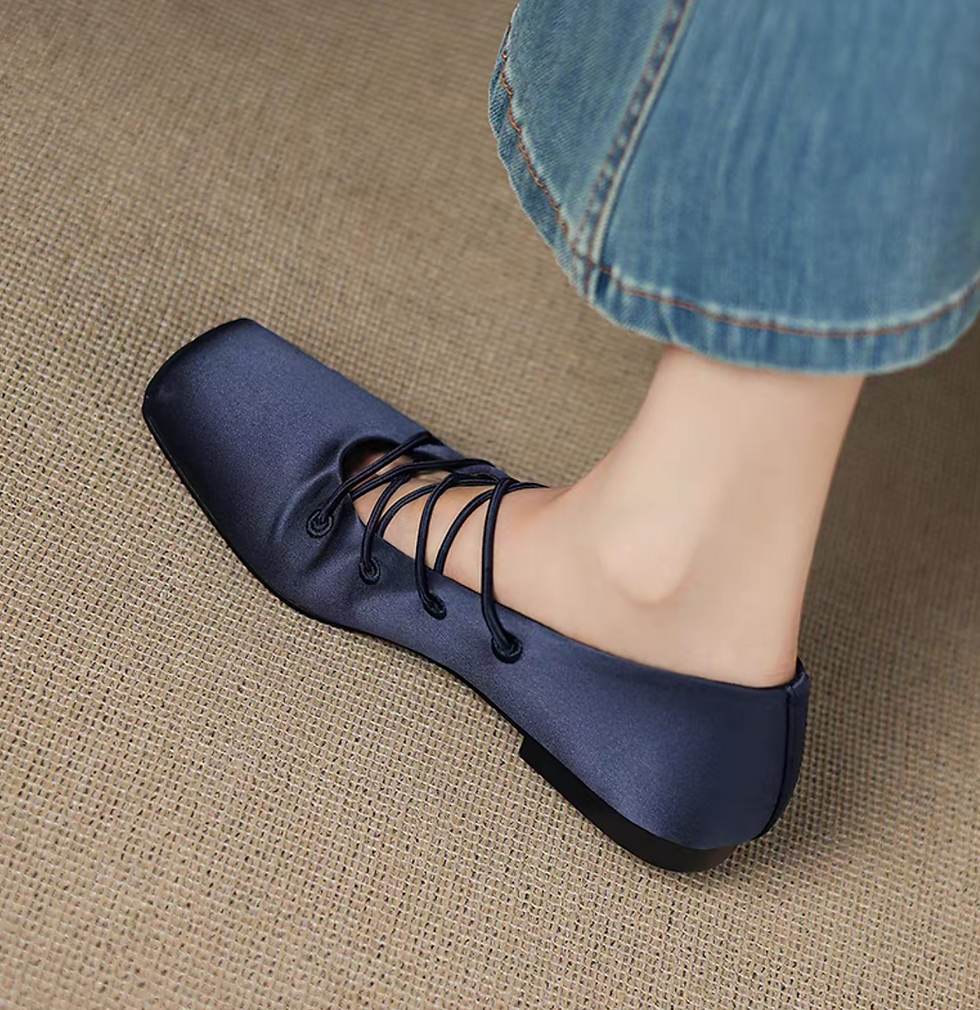 Thumbnail: Satin lambskin elastica straps ballerinas