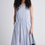 Thumbnail: Front drawstring side pockets pastel blue puff sleeveless halter cotton rayon dr