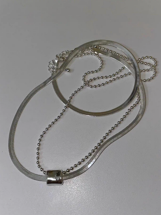 925 Silver artisanal layers charm necklace 2