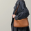 Thumbnail: Toga embossed calf leather zipper shoulder + crossbody bag
