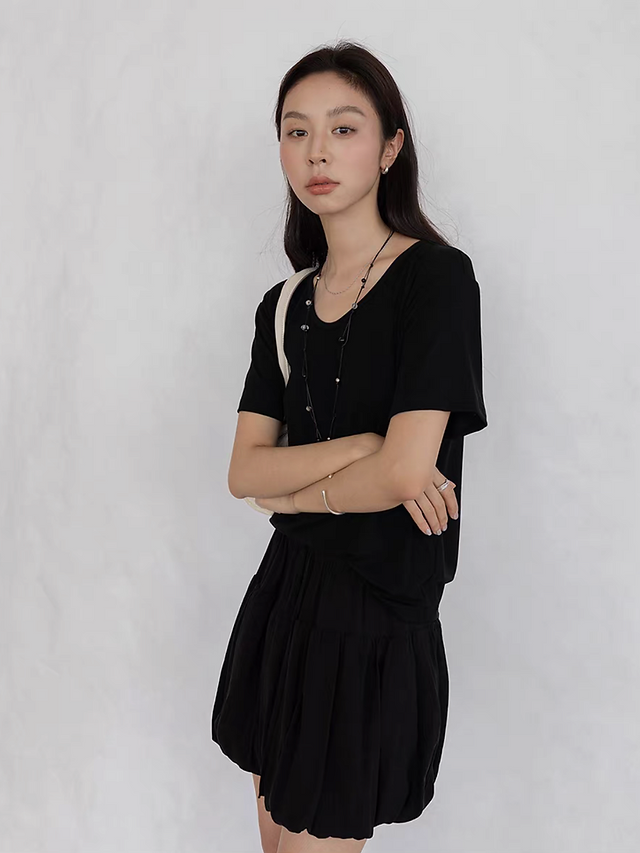 Elasticated ruffle drawstring puff skirt 7