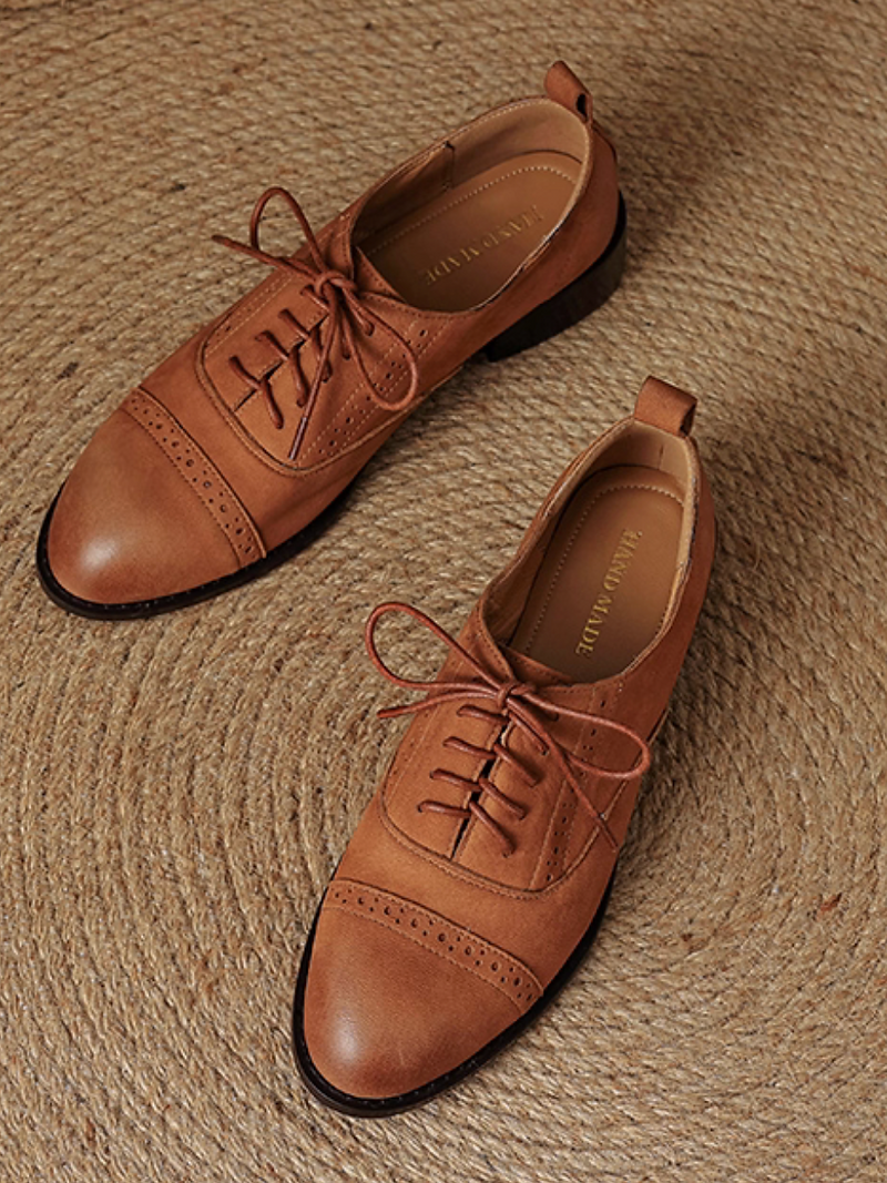 Brogue lambskin lacing shoes 6