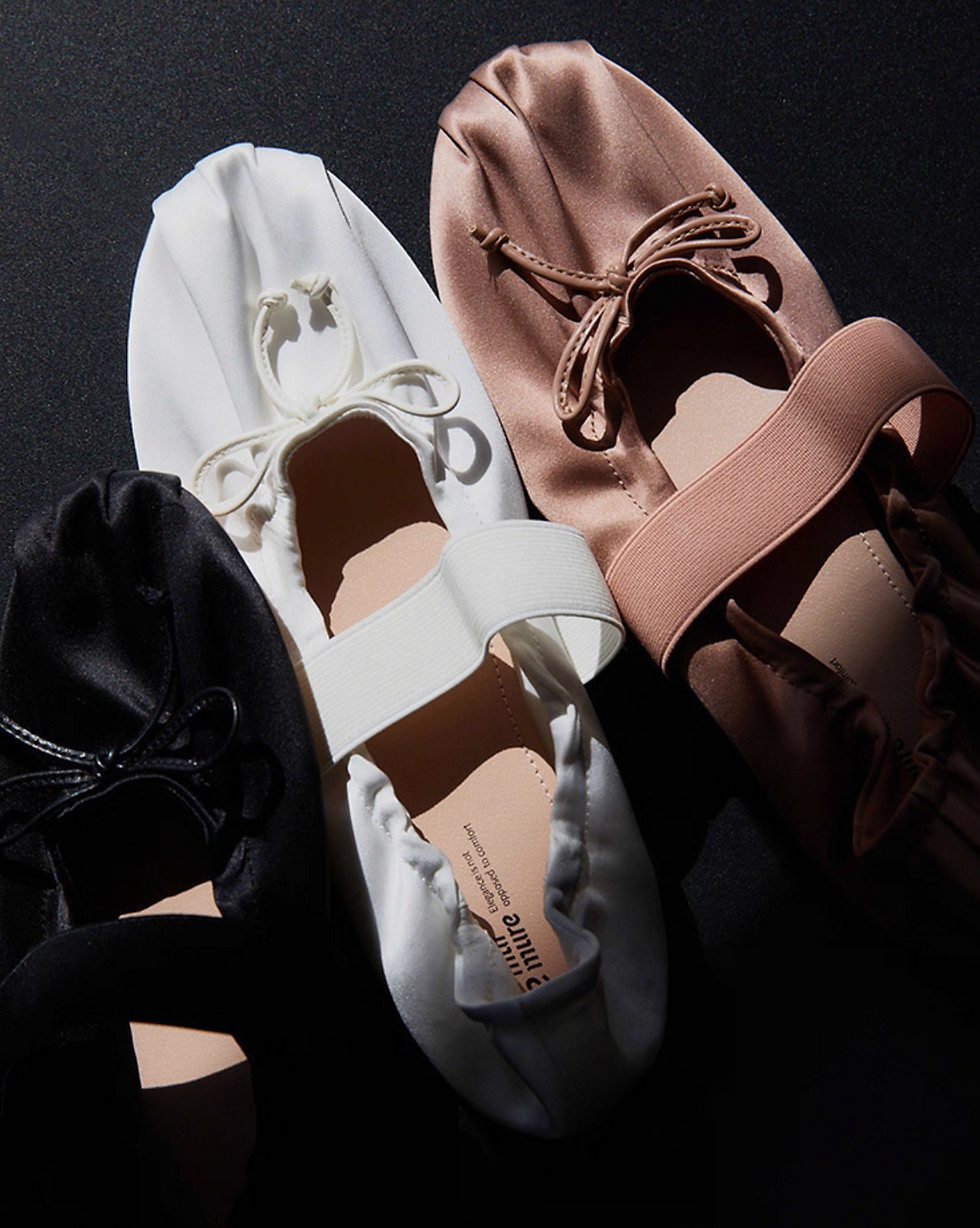 Thumbnail: Made in Paris real silk satin ribbon ballerinas