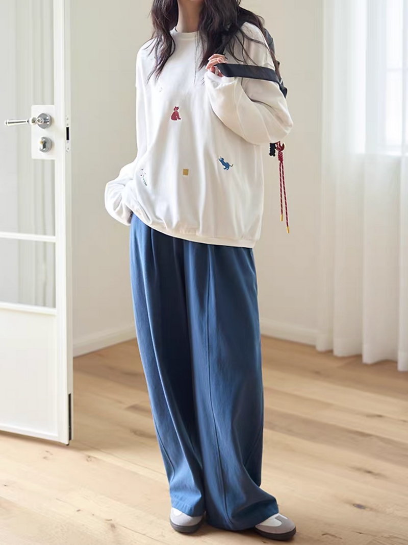 Cornflower blue high waisted back elasticated cotton pants 3