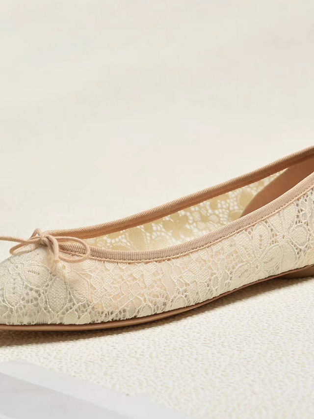 Repetto Paris made in France lace crochet lambskin ribbon flats 6