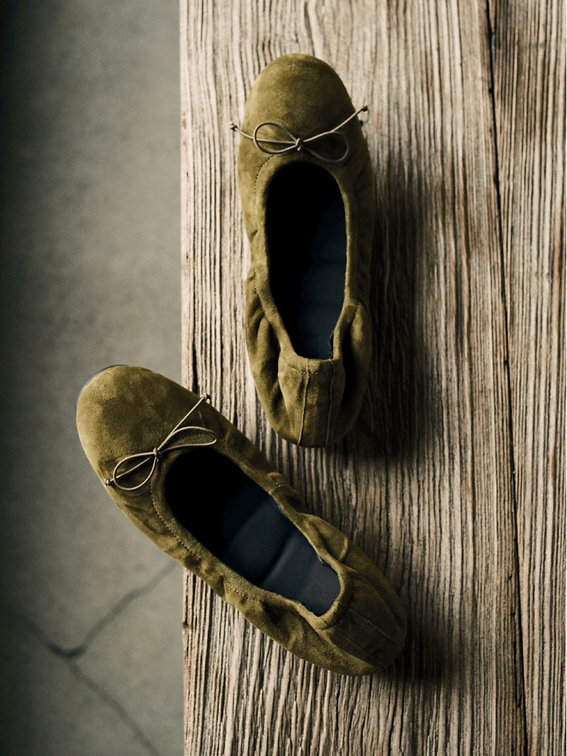 Made in Italy Italian suede sheep skin ribbon elasticated ballerina flat 6
