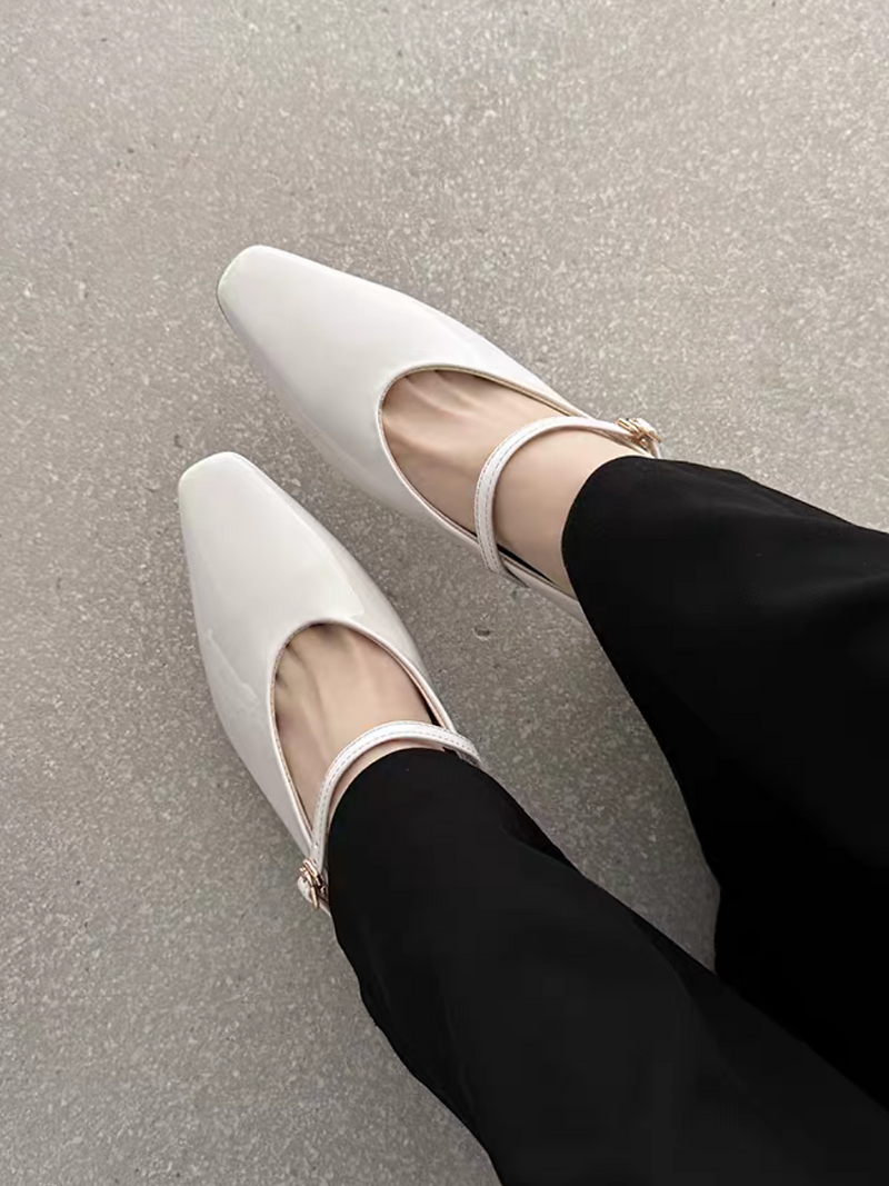 Lambskin oil waxed pointy high heel Mary Janes 10