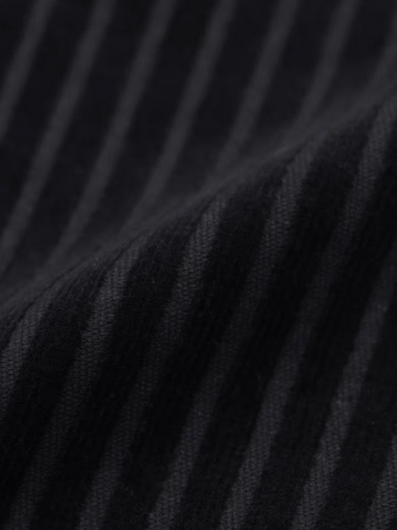 Black cotton rayon embossed striped high waisted A line black charcoal skirt 3