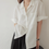 Thumbnail: Linen tencel shell buttoned mid length shortsleeved shirt
