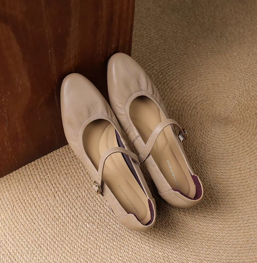 Thumbnail: Smooth lambskin chunky heel intersect Mary Janes