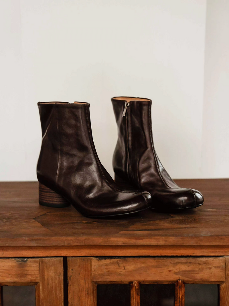 Made in Italy Italian calf leather round toe side zipped ankle boots 5