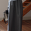 Thumbnail: Back slit cotton rayon charcoal grey front knot skirt