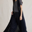 Thumbnail: Navy synthetic black pocket V neck lyocell linen rayon knitted long vest
