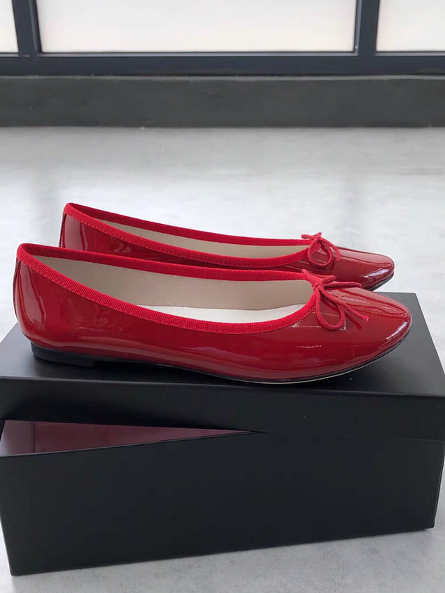 Repetto Paris made in France oil waxed crimson lambskin ribbon flats 6