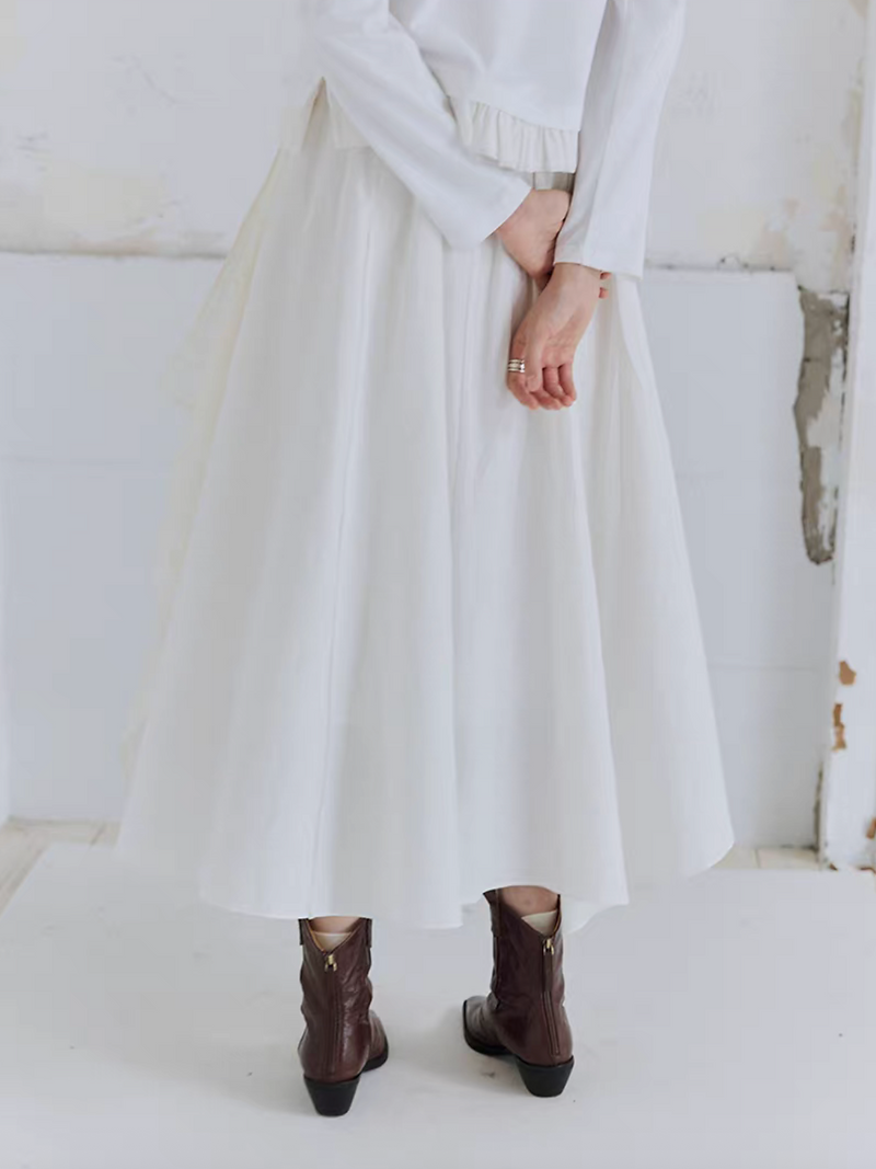 Asymmetric ivory layered crochet cotton skirt 5
