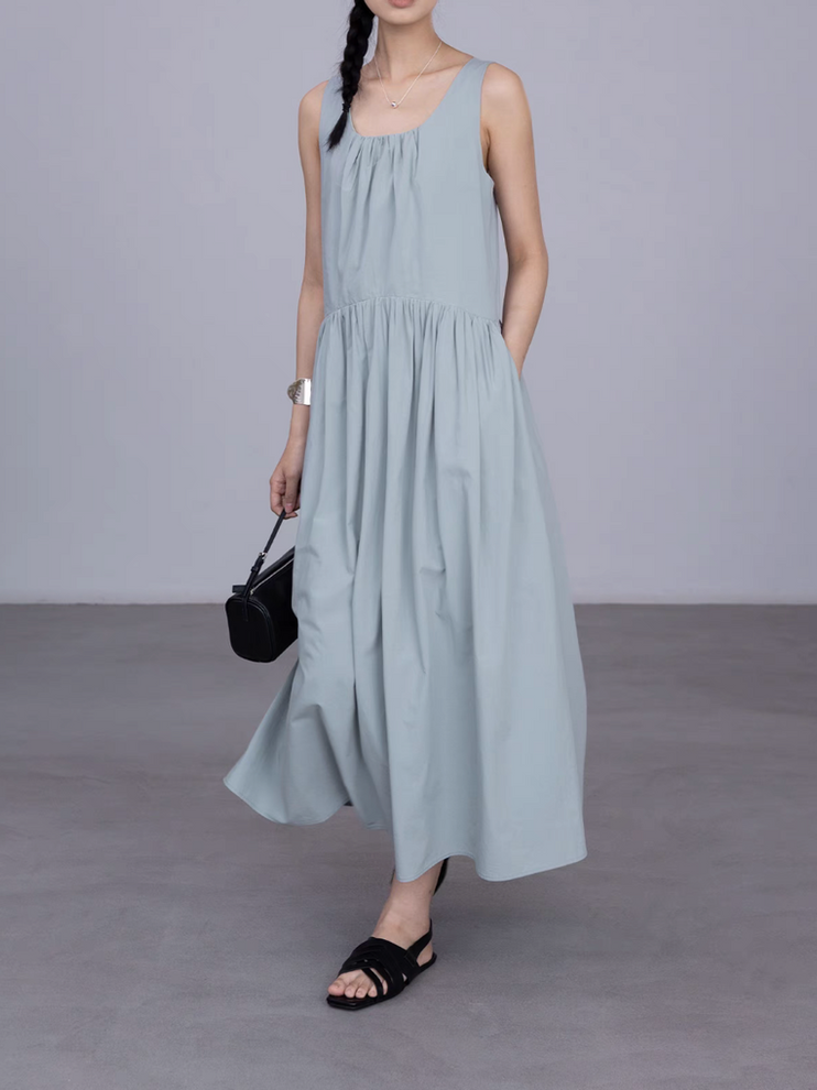 Cotton rayon ruffle sleeveless dress 13