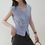 Thumbnail: Pastel blue V neck buttoned ruffled flutter sleeves vest