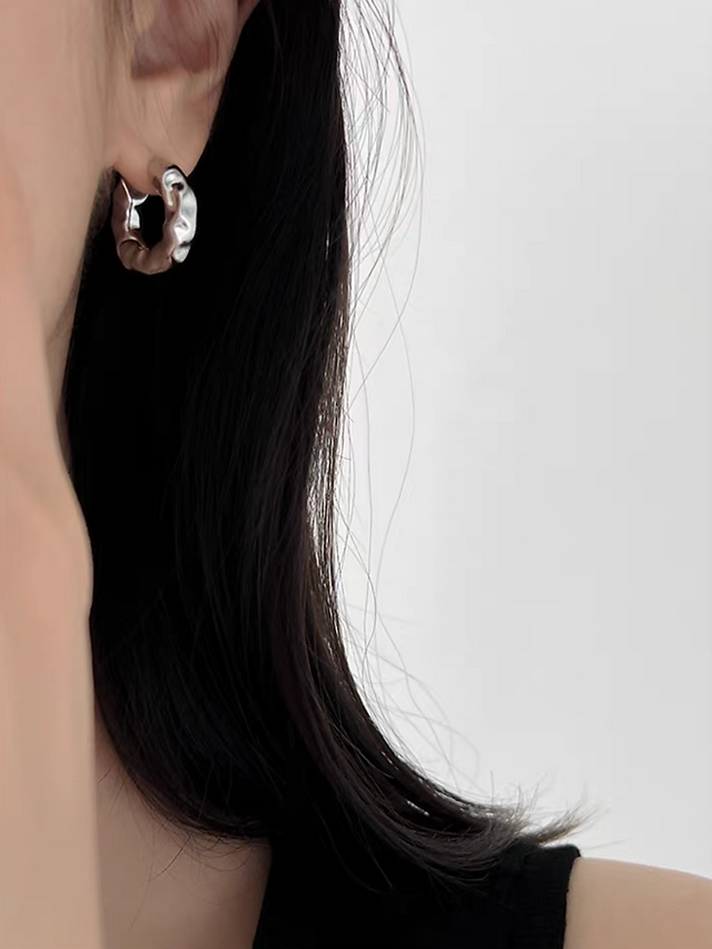 925 Silver engraved loop earrings 5