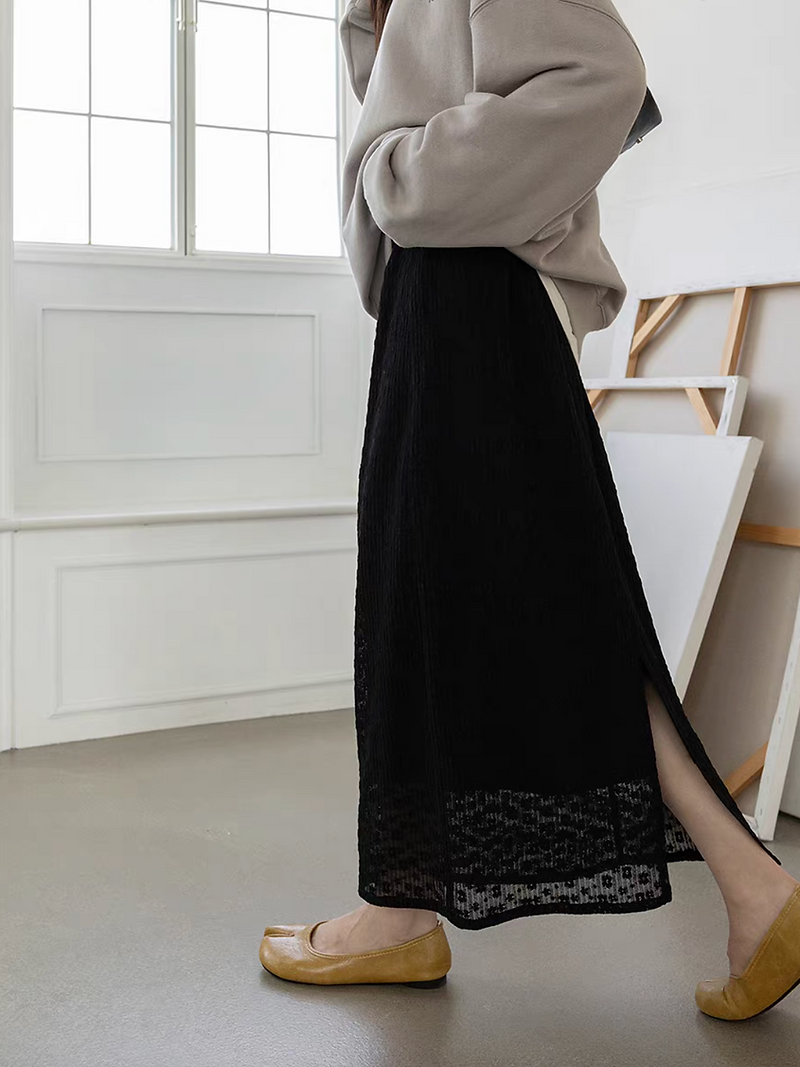 Elasticated floral crochet lined cotton poly skirt 9