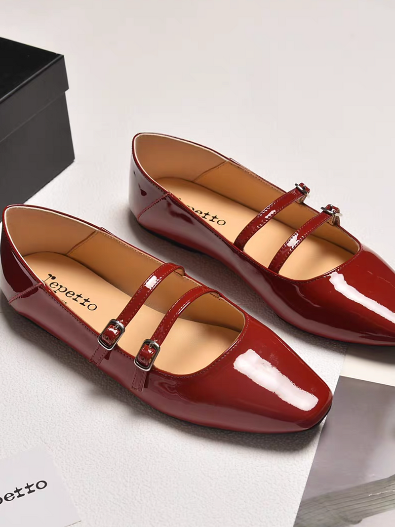 Repetto Paris made in France oil waxed sheep skin double straps Mary Jan 1