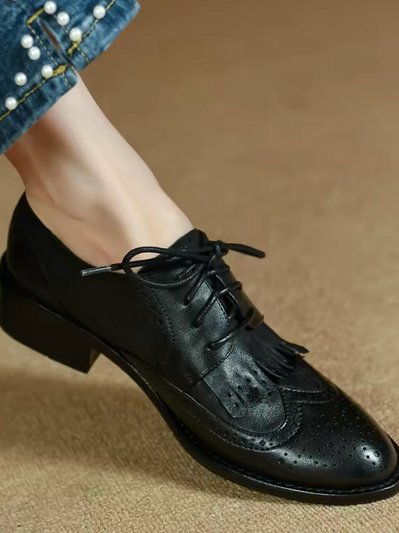 Tassels calf leather brogue lacing shoes 4